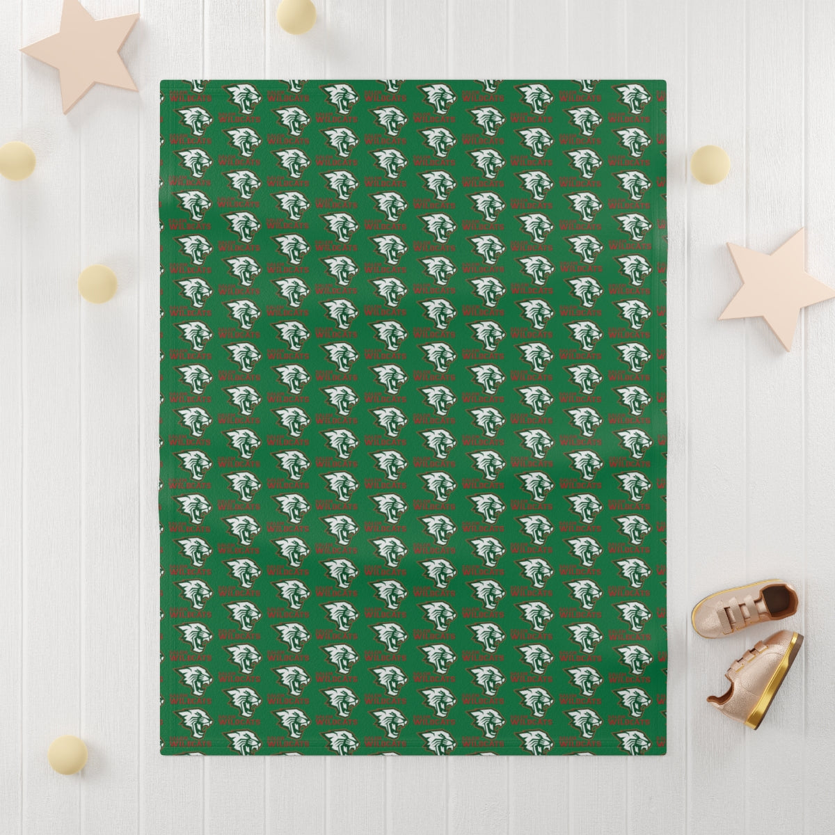 Green Salem Wildcats Soft Fleece Baby Blanket