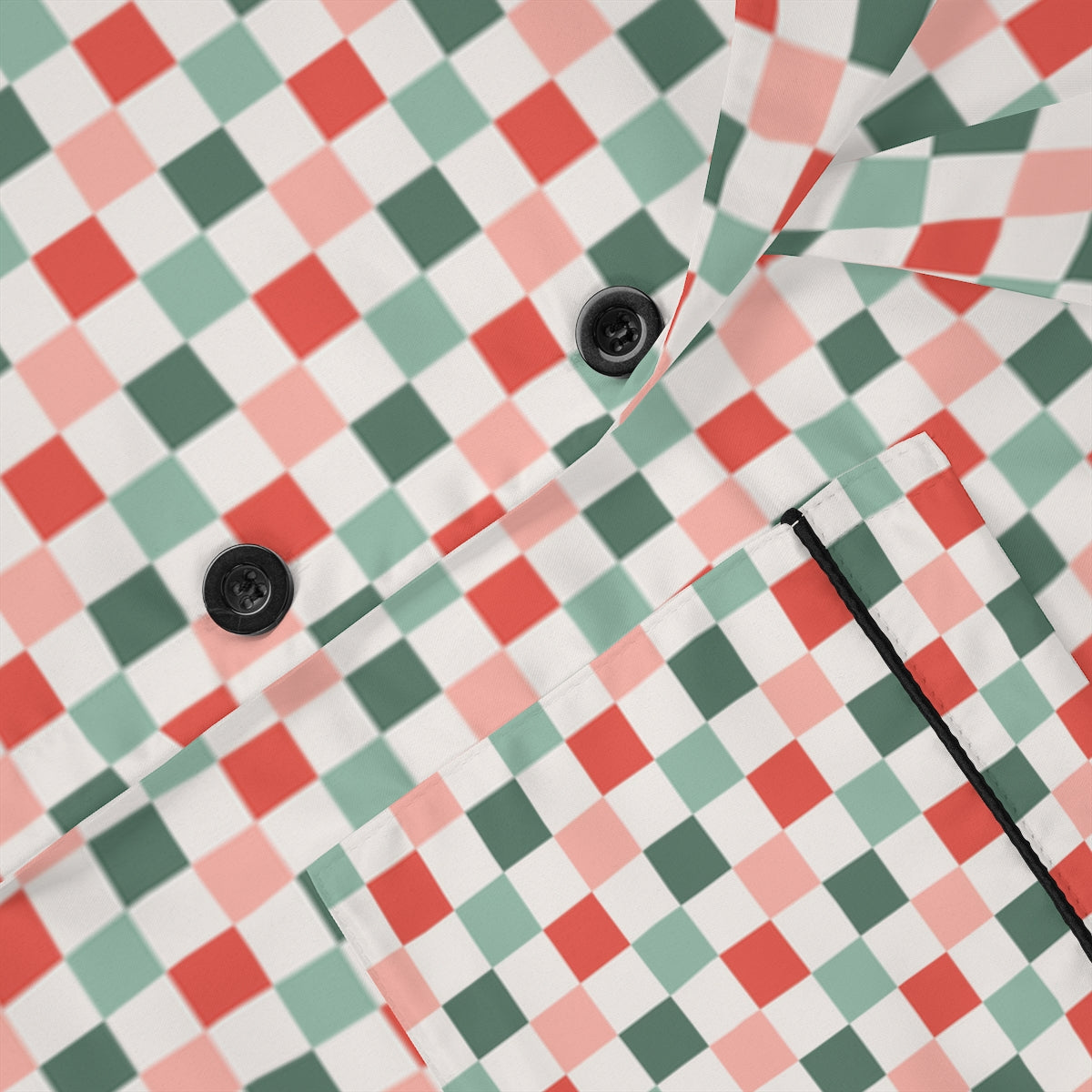 Christmas Checkerboard Pattern Women's Satin Pajamas (AOP)