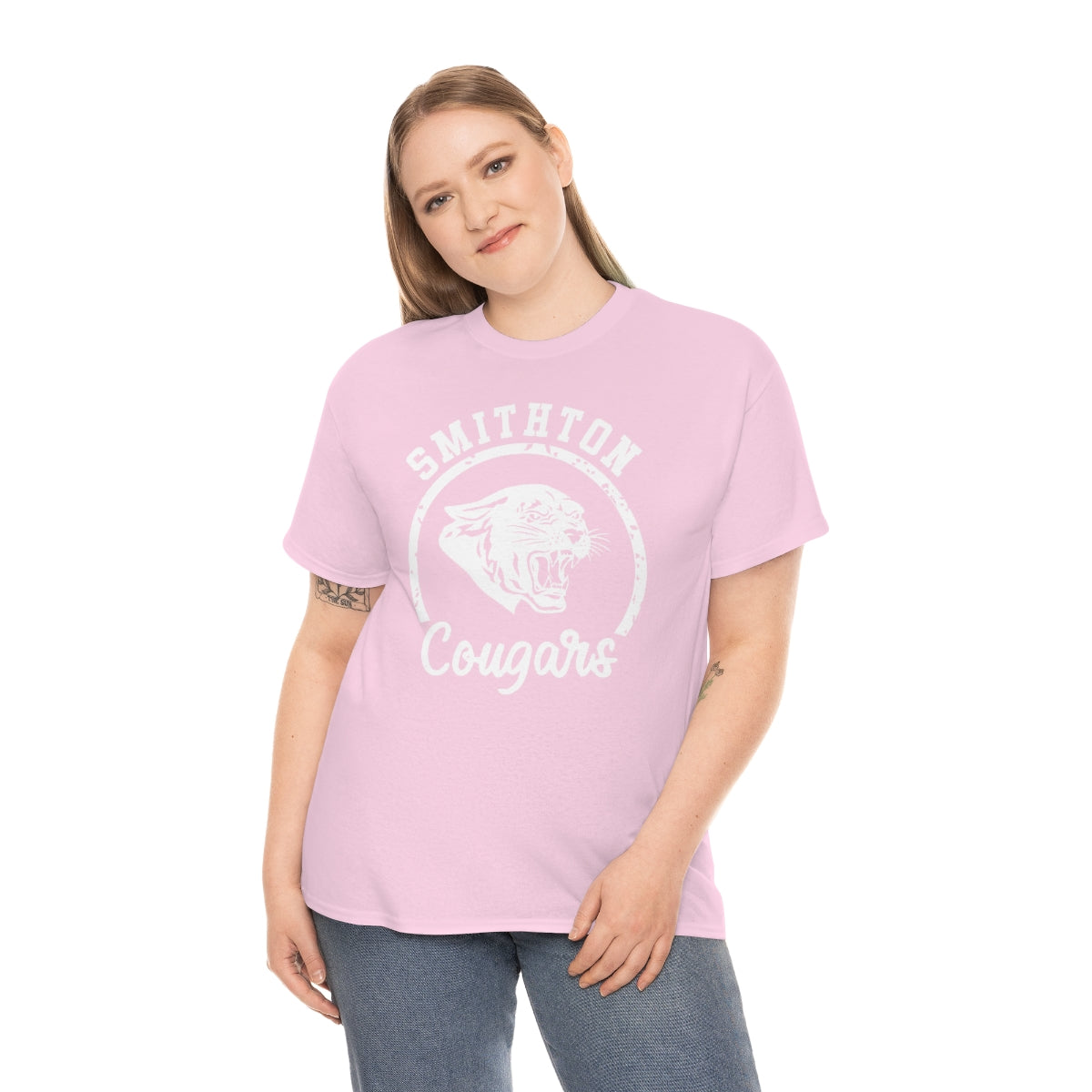 Smithton Cougars - White Imprint Unisex Heavy Cotton Tee