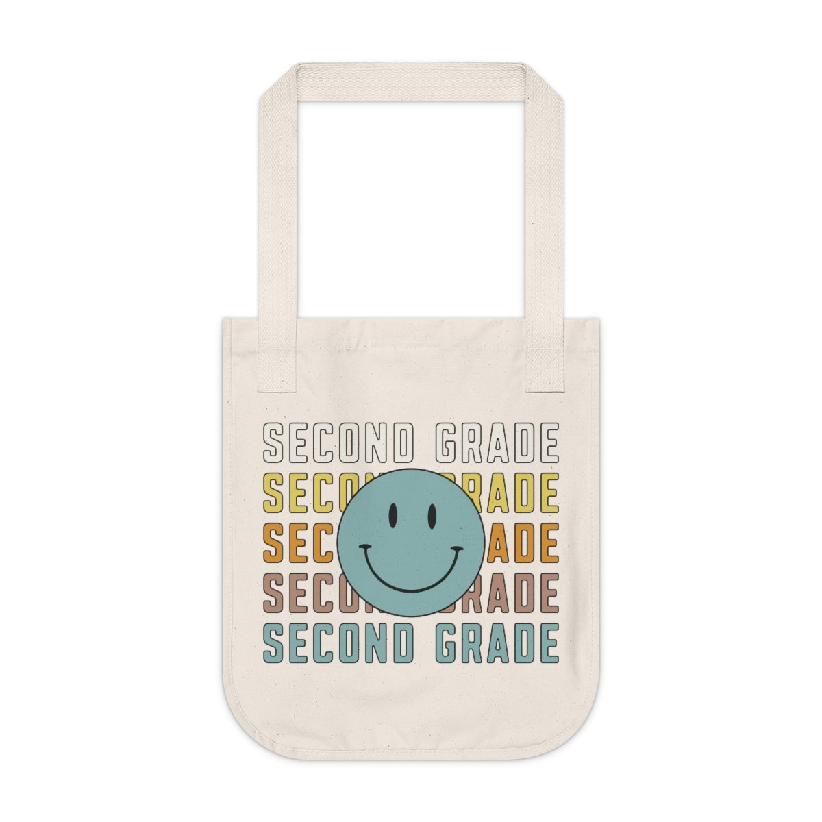 Second Grade Smiley Face Organic Canvas Tote Bag