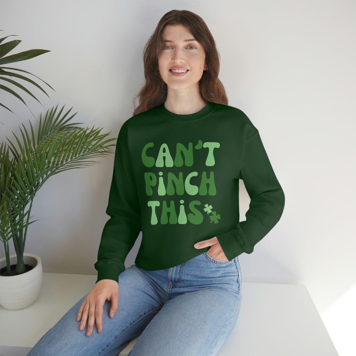 St. Patrick's Day "Can't Pinch This" Design Unisex Heavy Blend Crewneck Sweatshirt