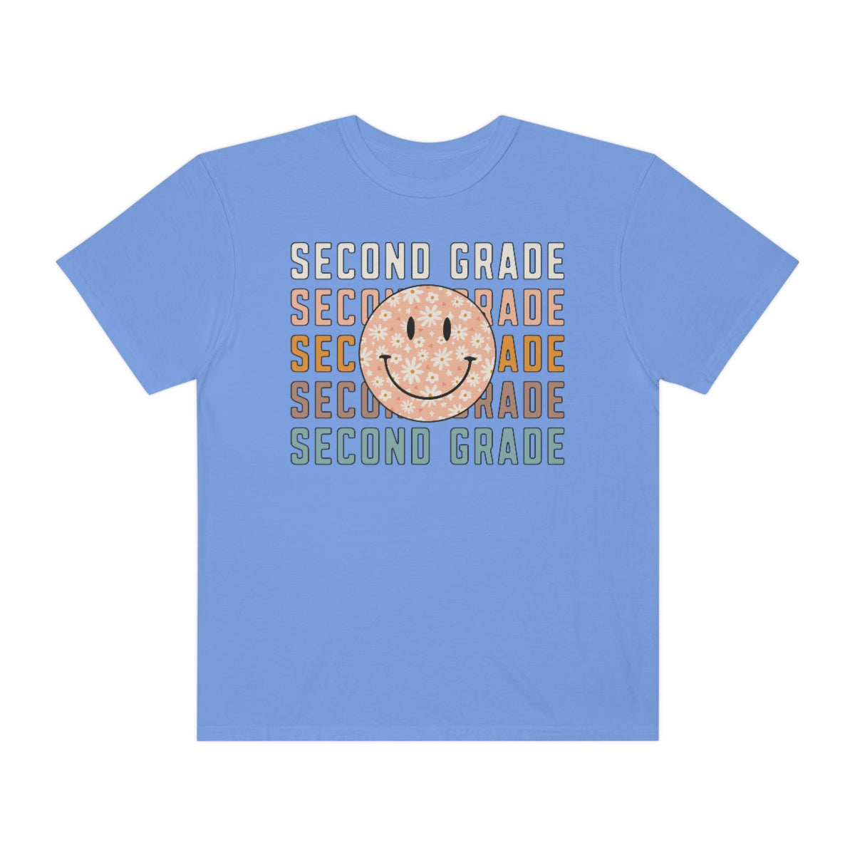2nd Grade Smiley Face Warm Colors Unisex Garment-Dyed PREMIUM T-shirt