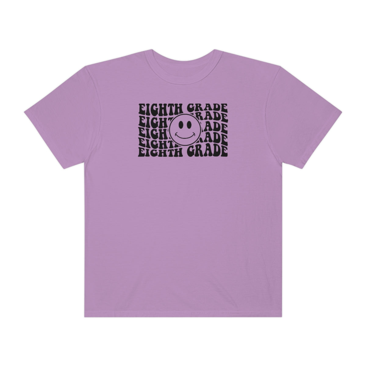 8th Grade Smiley Face Black Print Unisex Garment-Dyed PREMIUM T-shirt