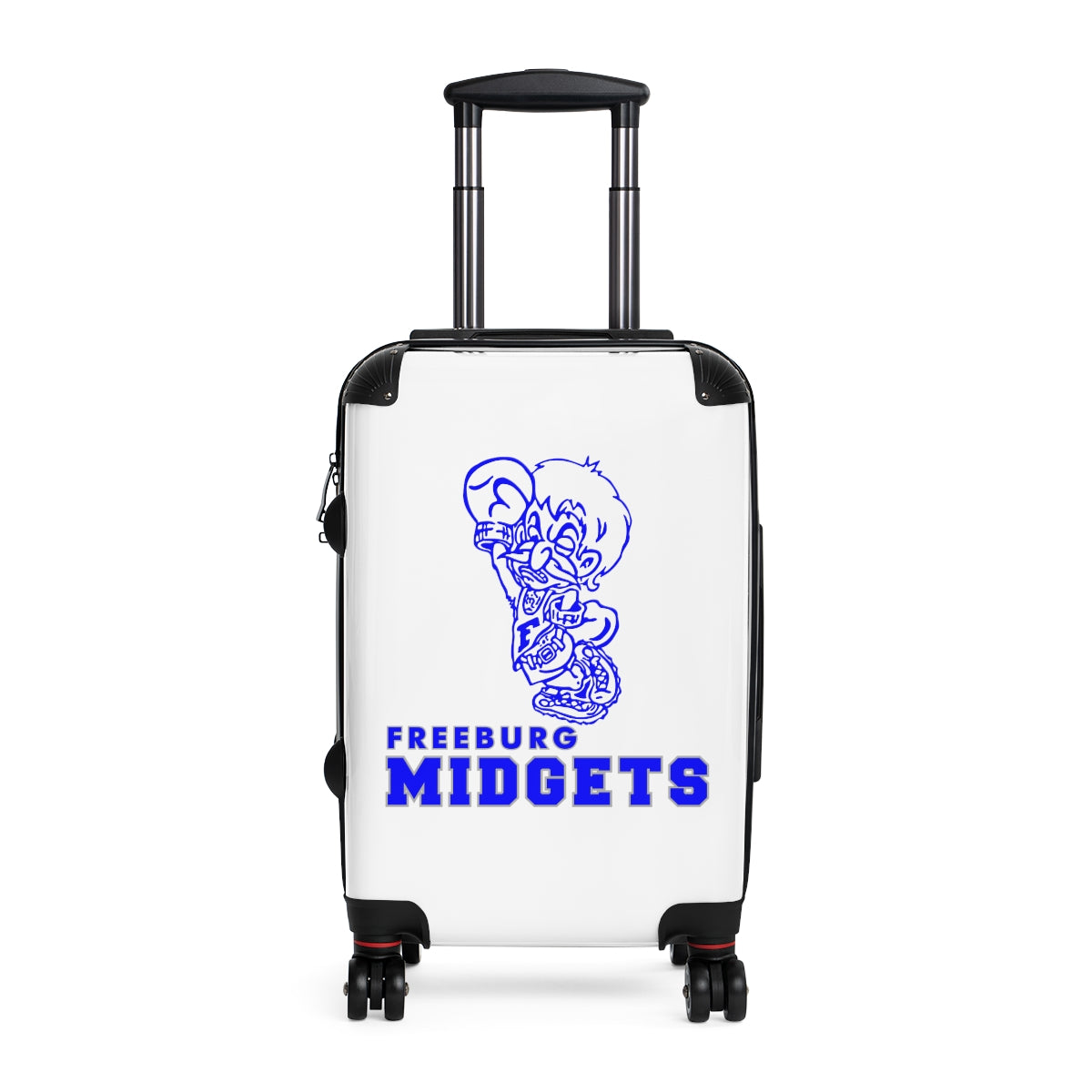 White Freeburg Midgets Suitcases - White Front/ Black Back