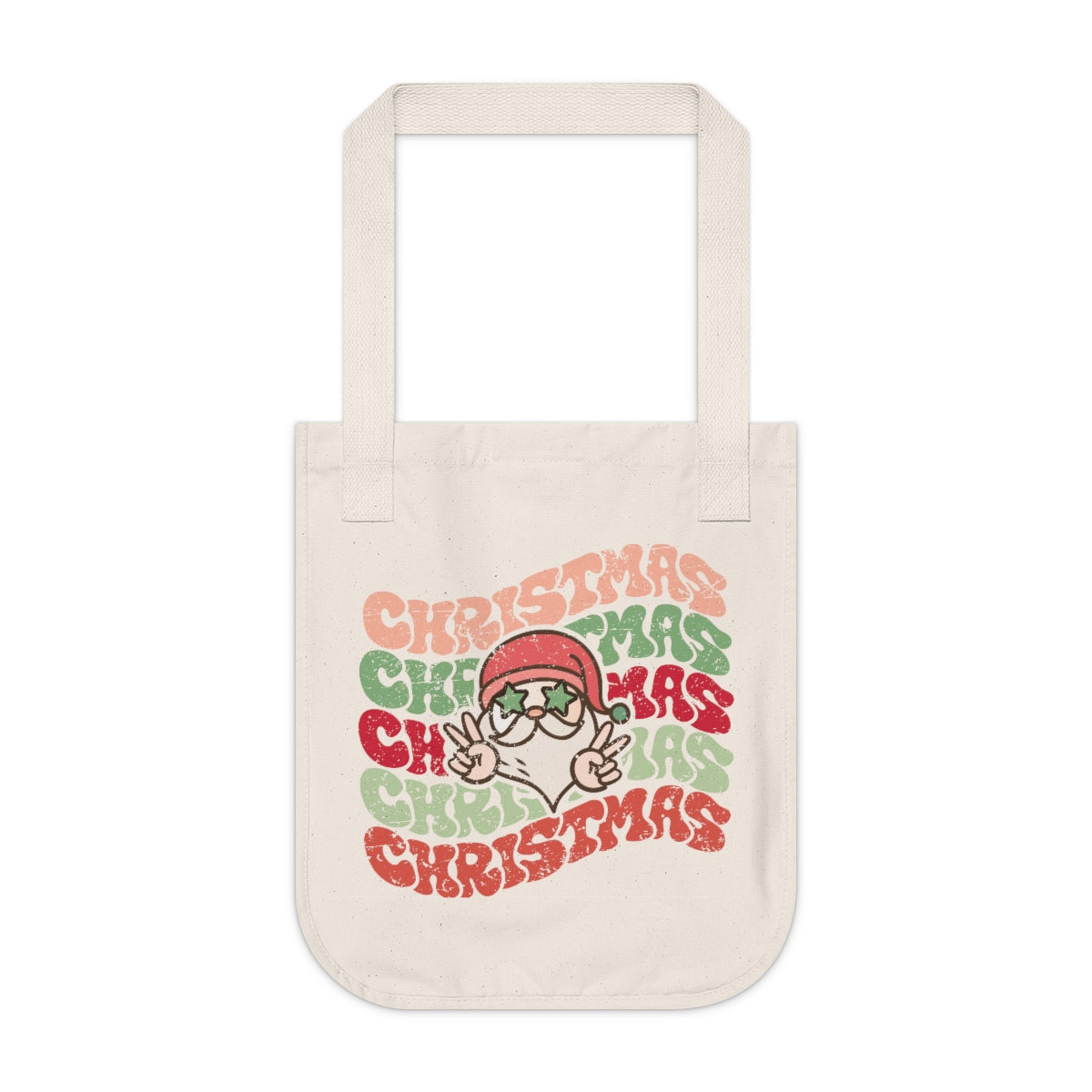Christmas Christmas Christmas Peace Sign Santa Canvas Tote Bag