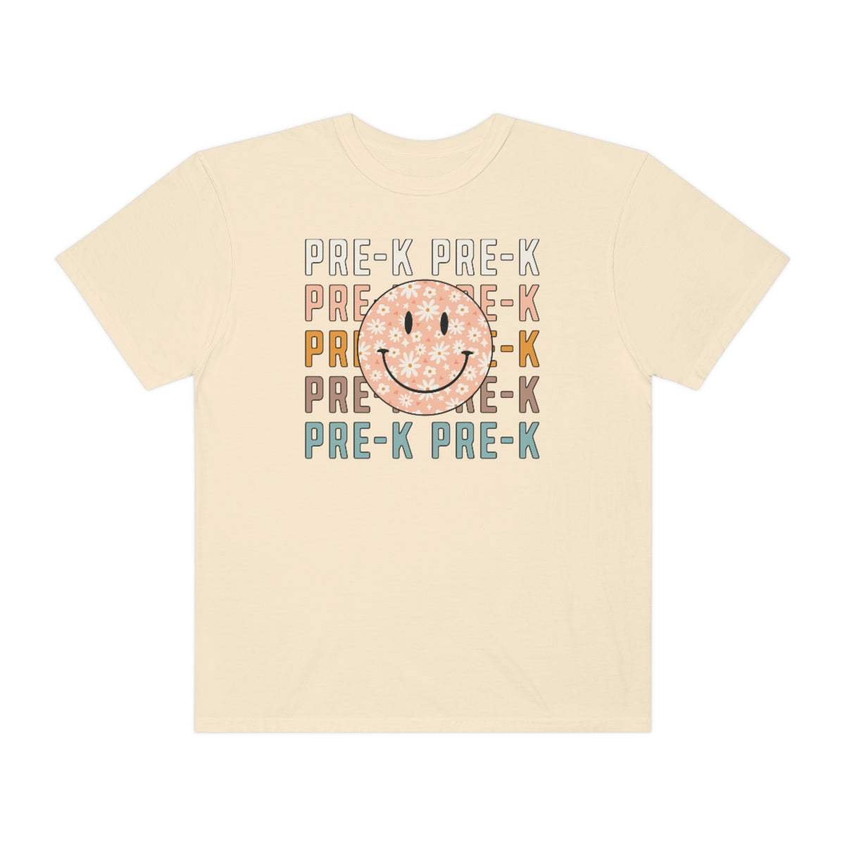 Pre-K Smiley Face Warm Colors Unisex Garment-Dyed PREMIUM T-shirt