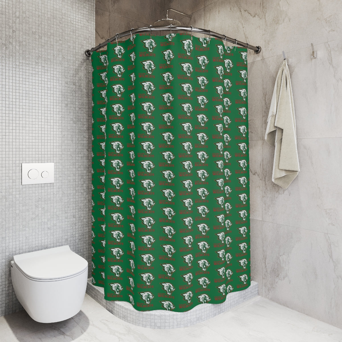 Green Salem Wildcats Pattern Polyester Shower Curtain