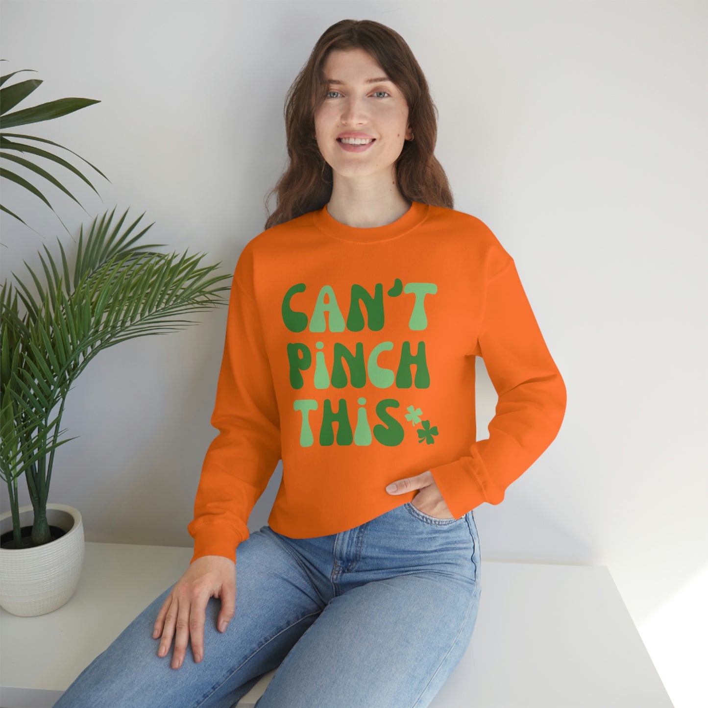 St. Patrick's Day "Can't Pinch This" Design Unisex Heavy Blend Crewneck Sweatshirt