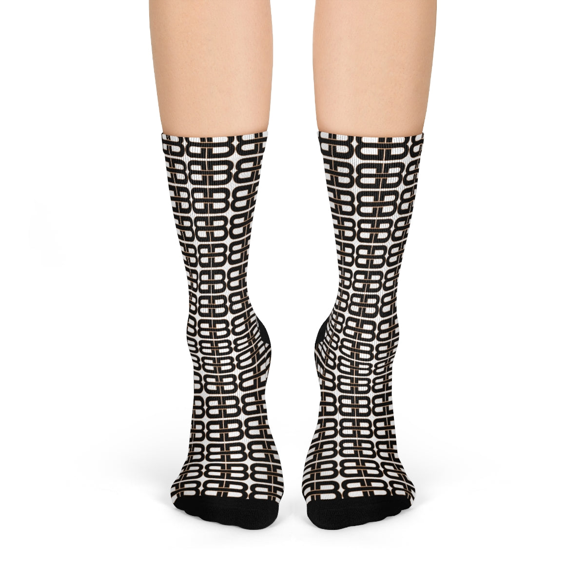 White Bhava Brand Pattern Crew Socks