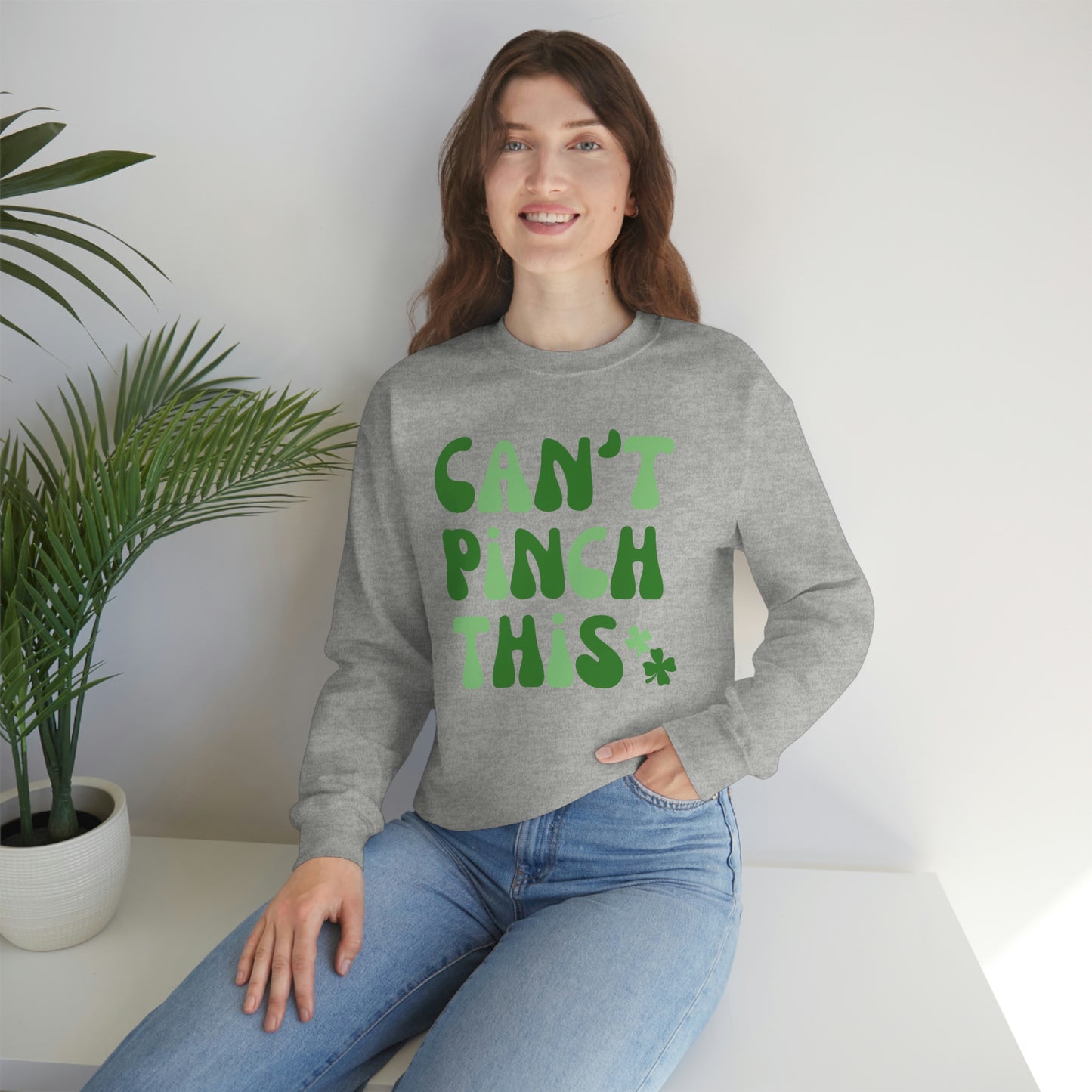 St. Patrick's Day "Can't Pinch This" Design Unisex Heavy Blend Crewneck Sweatshirt