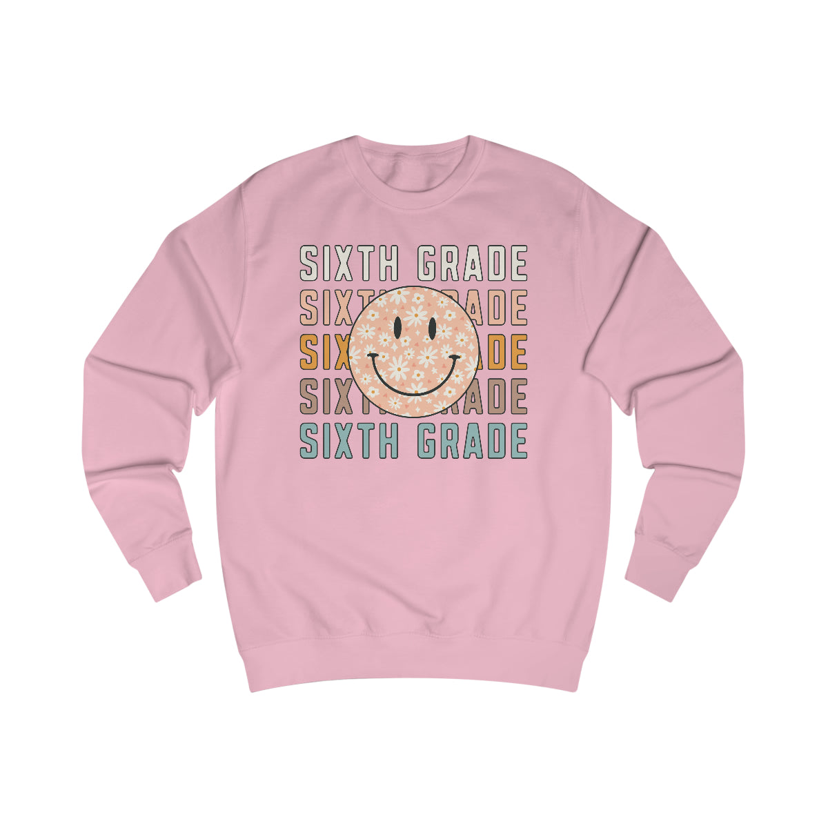 6th Grade Warm Colors Smiley Face Unisex Heavy Blend™ Crewneck Sweatshirt
