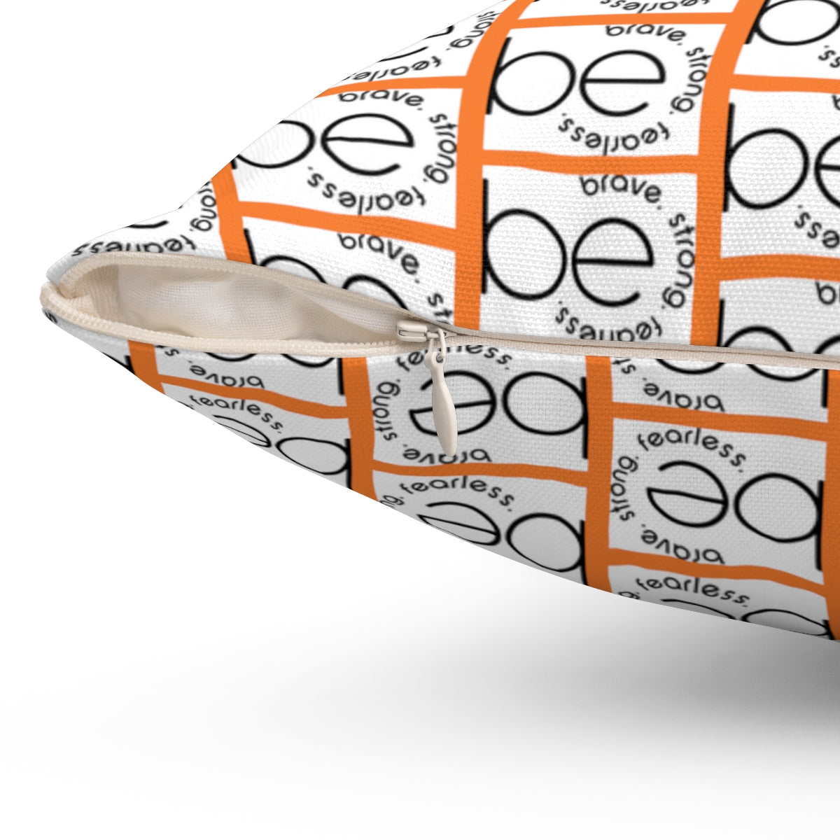 Orange BE ORIGINAL Pattern Spun Polyester Square Pillow
