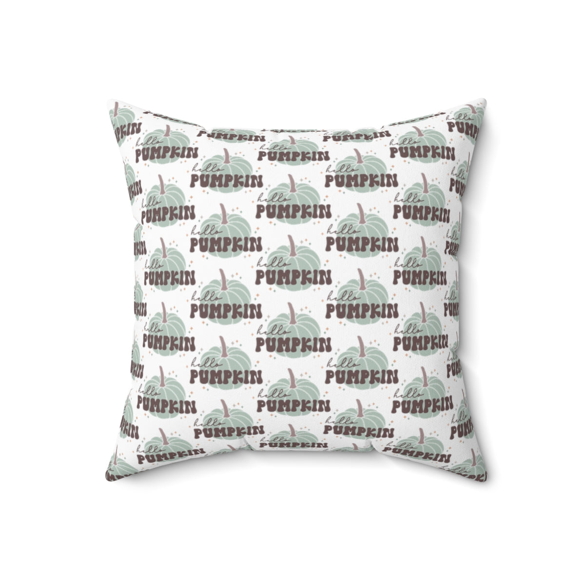 White Hello Pumpkin Spun Polyester Square Pillow