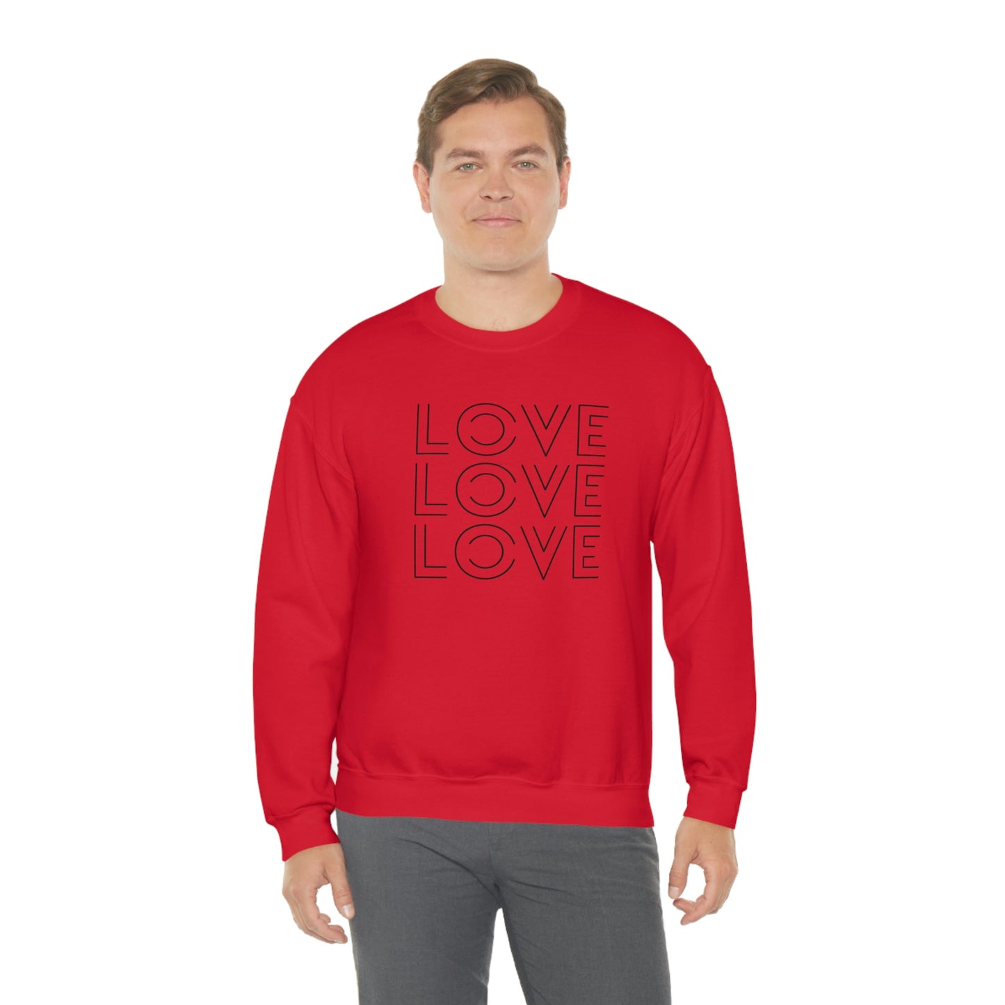 "Love Love Love" Black Print Unisex Heavy Blend™ Crewneck Sweatshirt