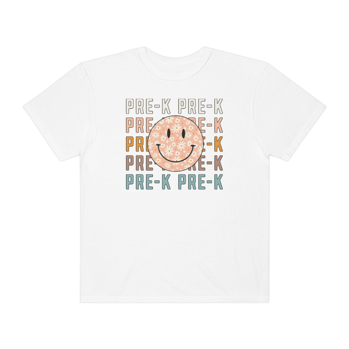 Pre-K Smiley Face Warm Colors Unisex Garment-Dyed PREMIUM T-shirt
