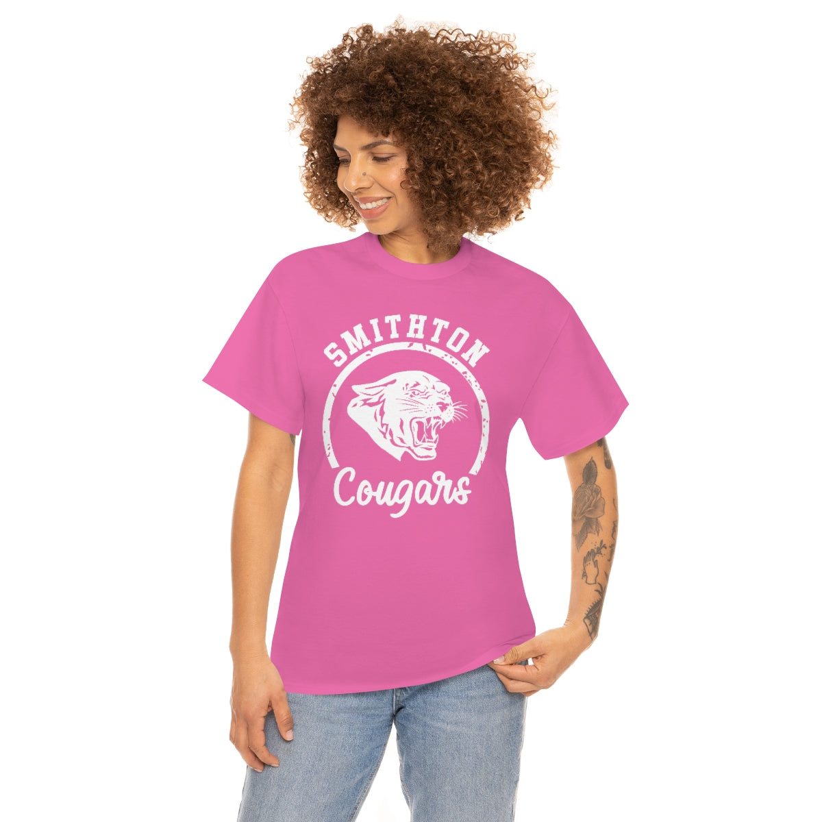Smithton Cougars - White Imprint Unisex Heavy Cotton Tee
