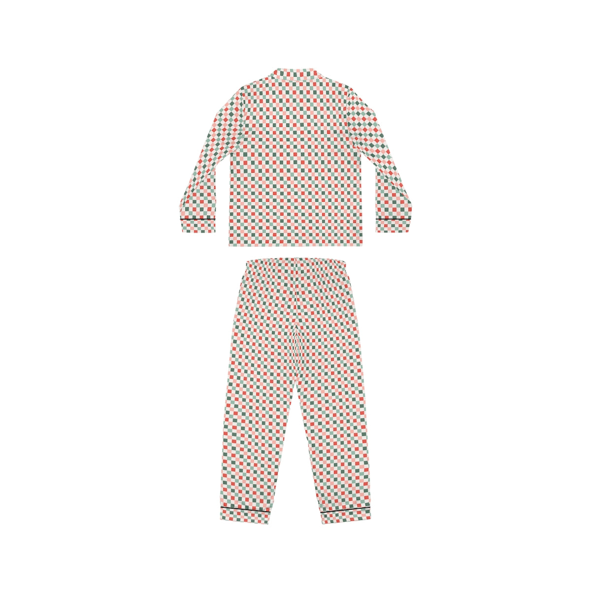 Christmas Checkerboard Pattern Women's Satin Pajamas (AOP)