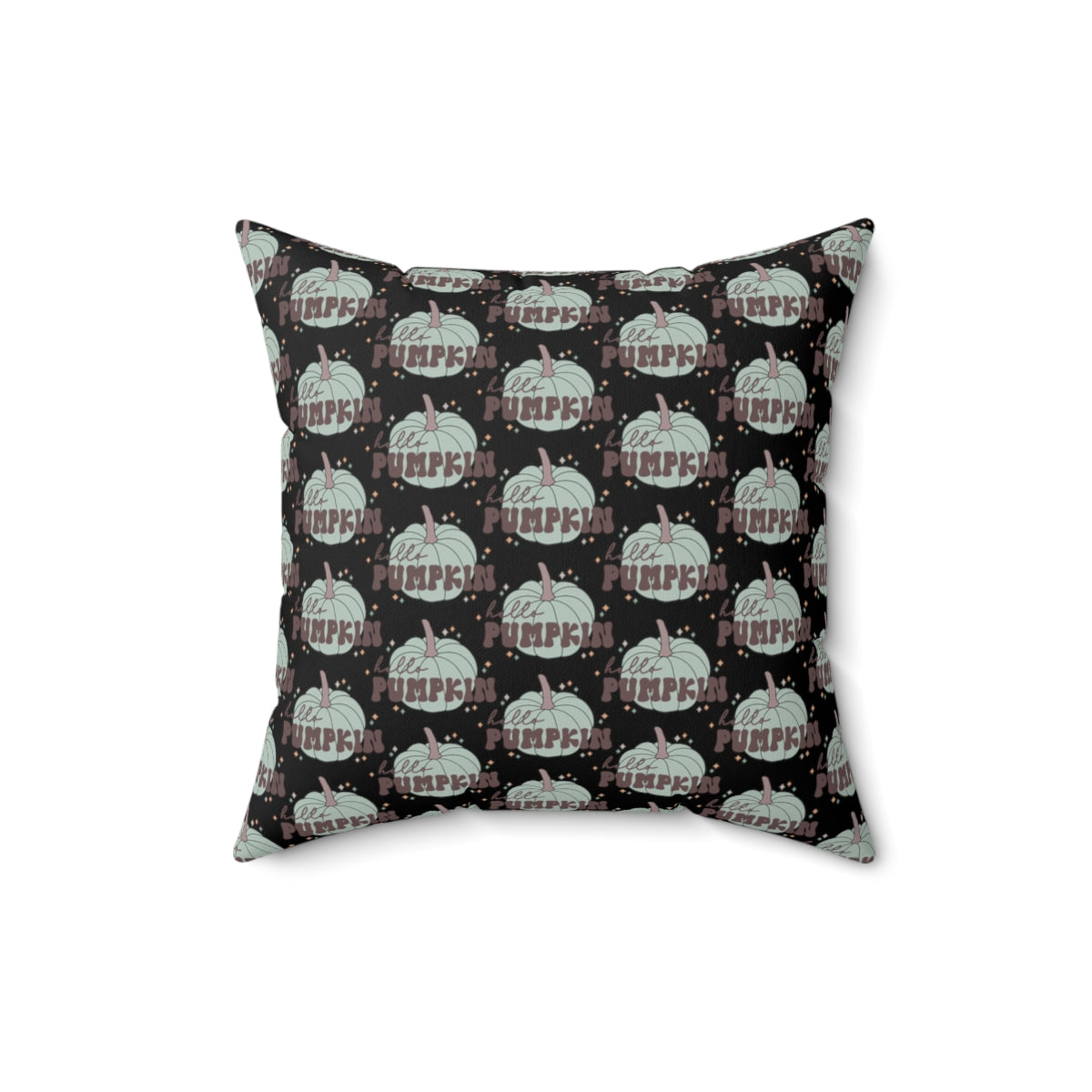 Black Hello Pumpkin Spun Polyester Square Pillow