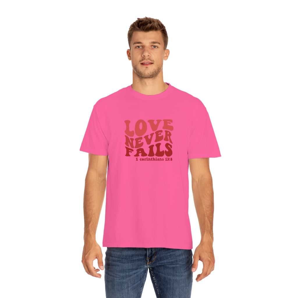 Love Never Fails Unisex Garment-Dyed PREMIUM T-shirt