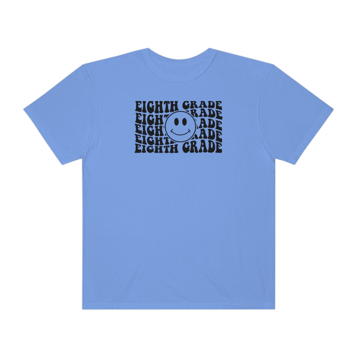 8th Grade Smiley Face Black Print Unisex Garment-Dyed PREMIUM T-shirt