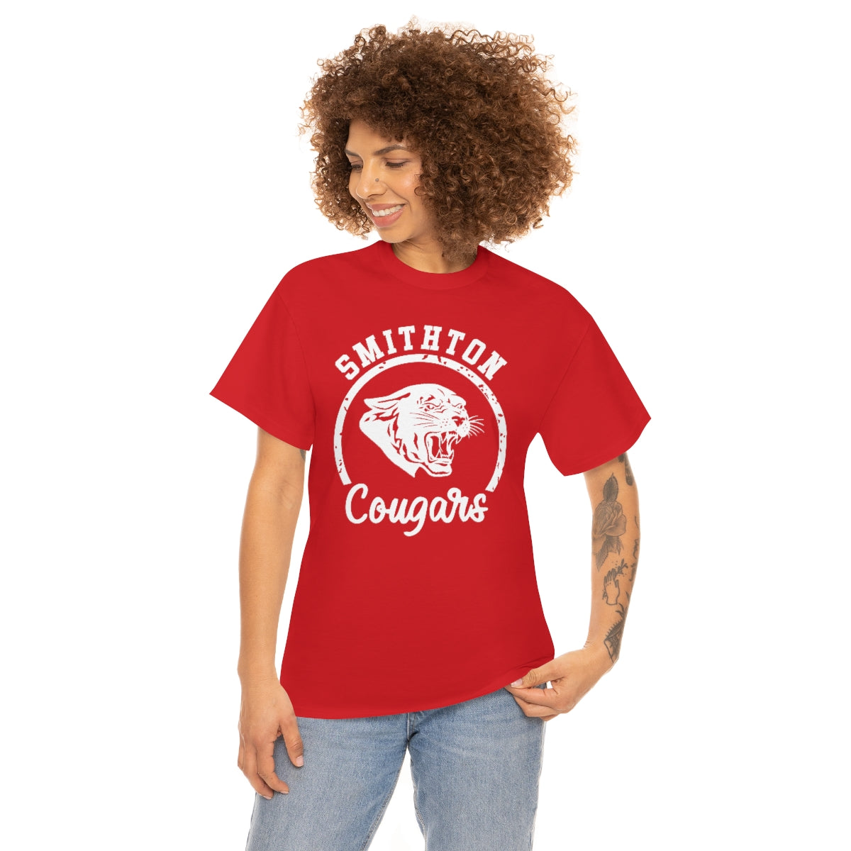 Smithton Cougars - White Imprint Unisex Heavy Cotton Tee