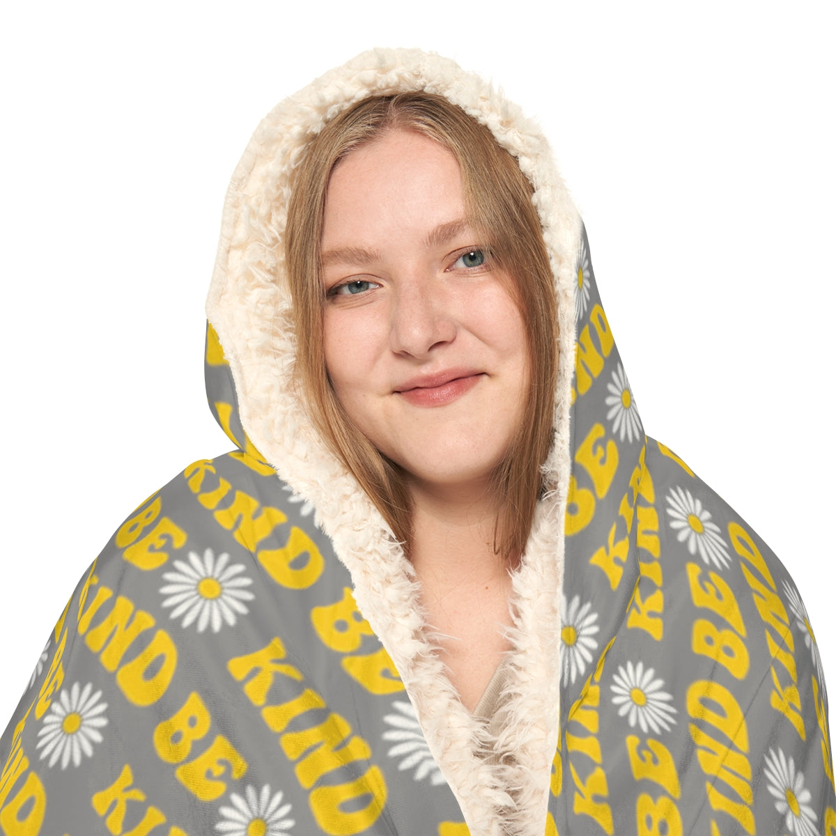 Gray with yellow print "Be Kind" Snuggle Blanket