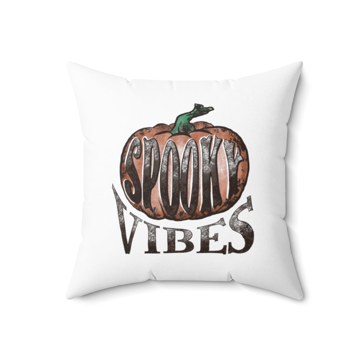White Spooky Vibes Fall Halloween Spun Polyester Square Pillow