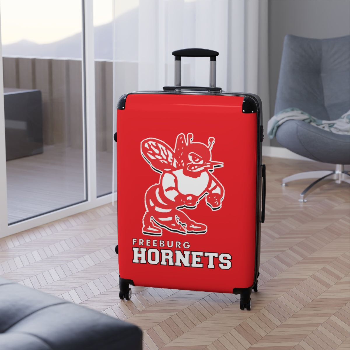 Freeburg Hornet Suitcases - Red Front/ Black Back