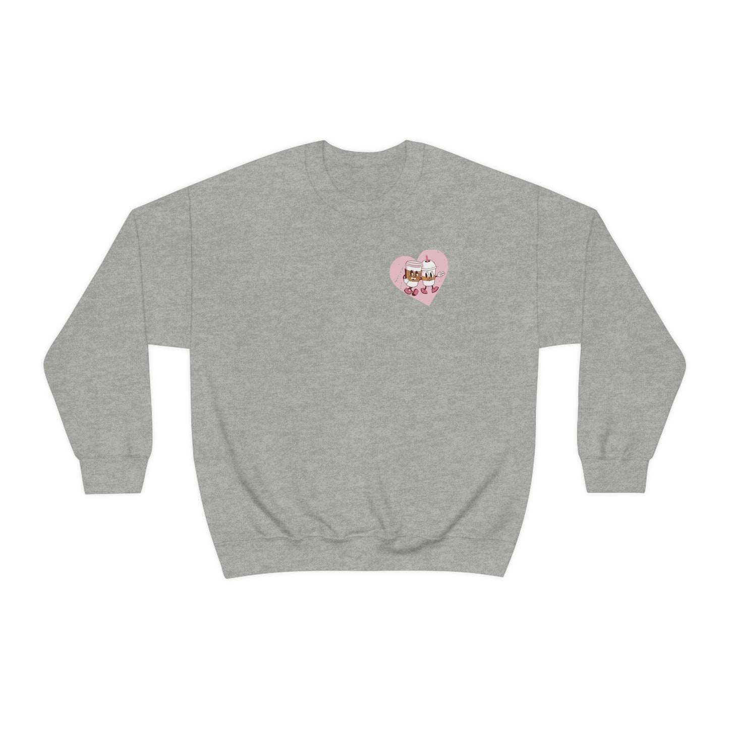 Front and Back Image "I love you a Latte!" Unisex Heavy Blend™ Crewneck Sweatshirt