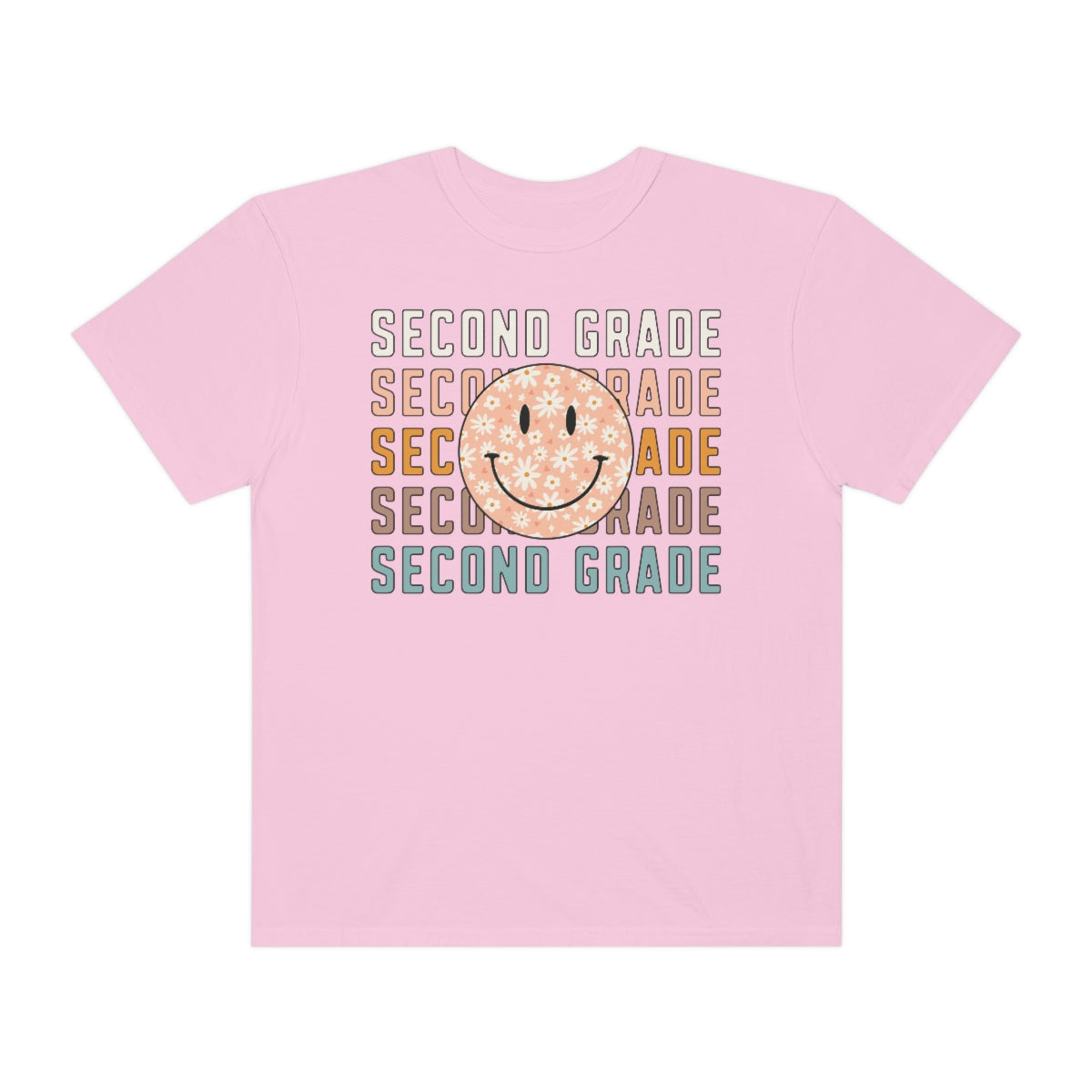 2nd Grade Smiley Face Warm Colors Unisex Garment-Dyed PREMIUM T-shirt