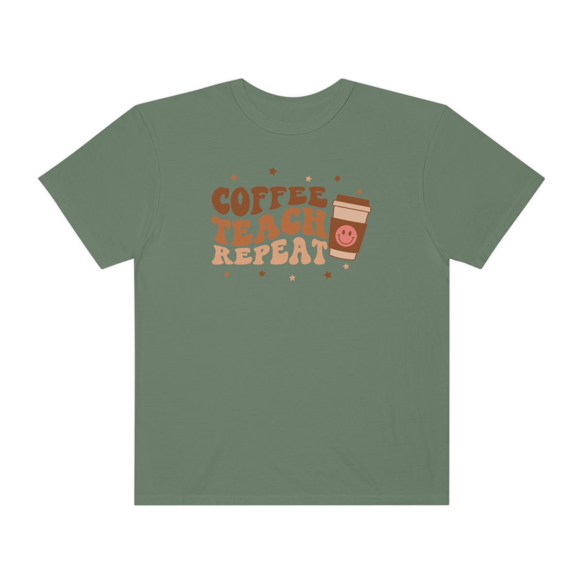 Coffee Teach Repeat Unisex Garment-Dyed Comfort Colors PREMIUM T-shirt