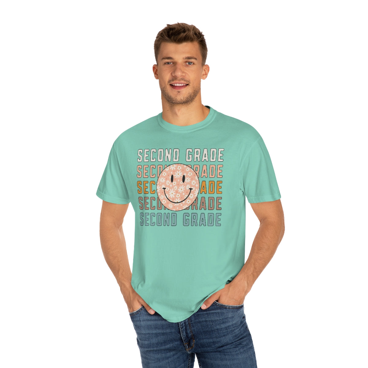 2nd Grade Smiley Face Warm Colors Unisex Garment-Dyed PREMIUM T-shirt