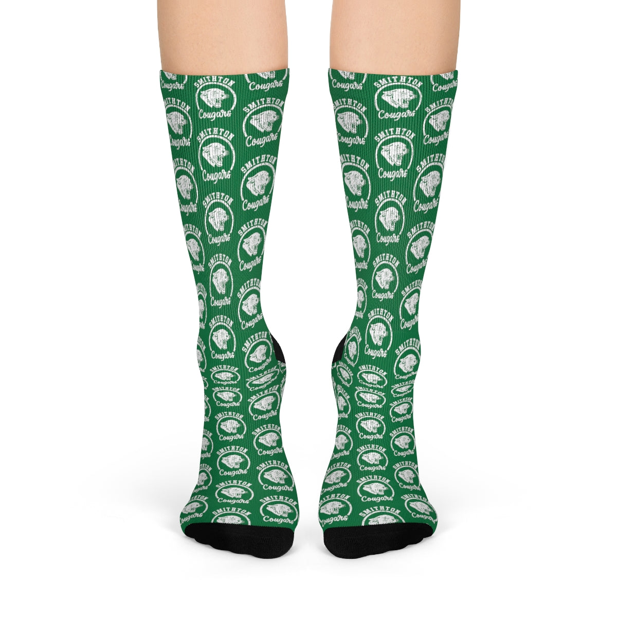 Green Smithton Cougars Pattern Crew Socks