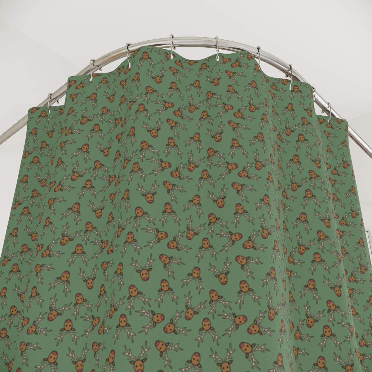 Rustic Reindeer Polyester Shower Curtain