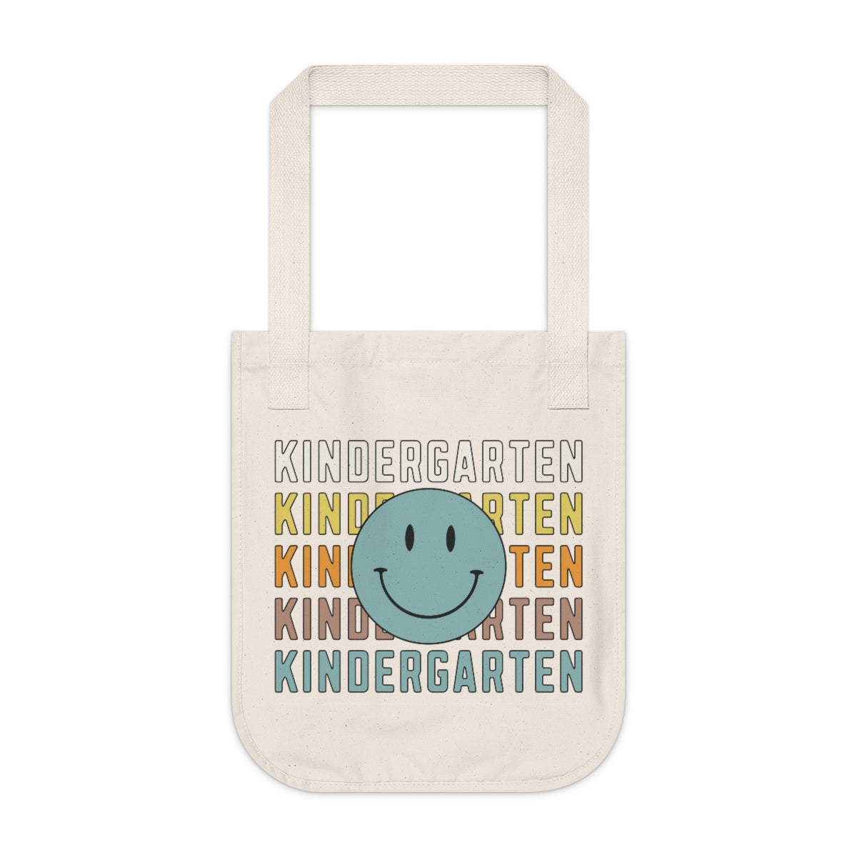 Kindergarten Smiley Face Organic Canvas Tote Bag