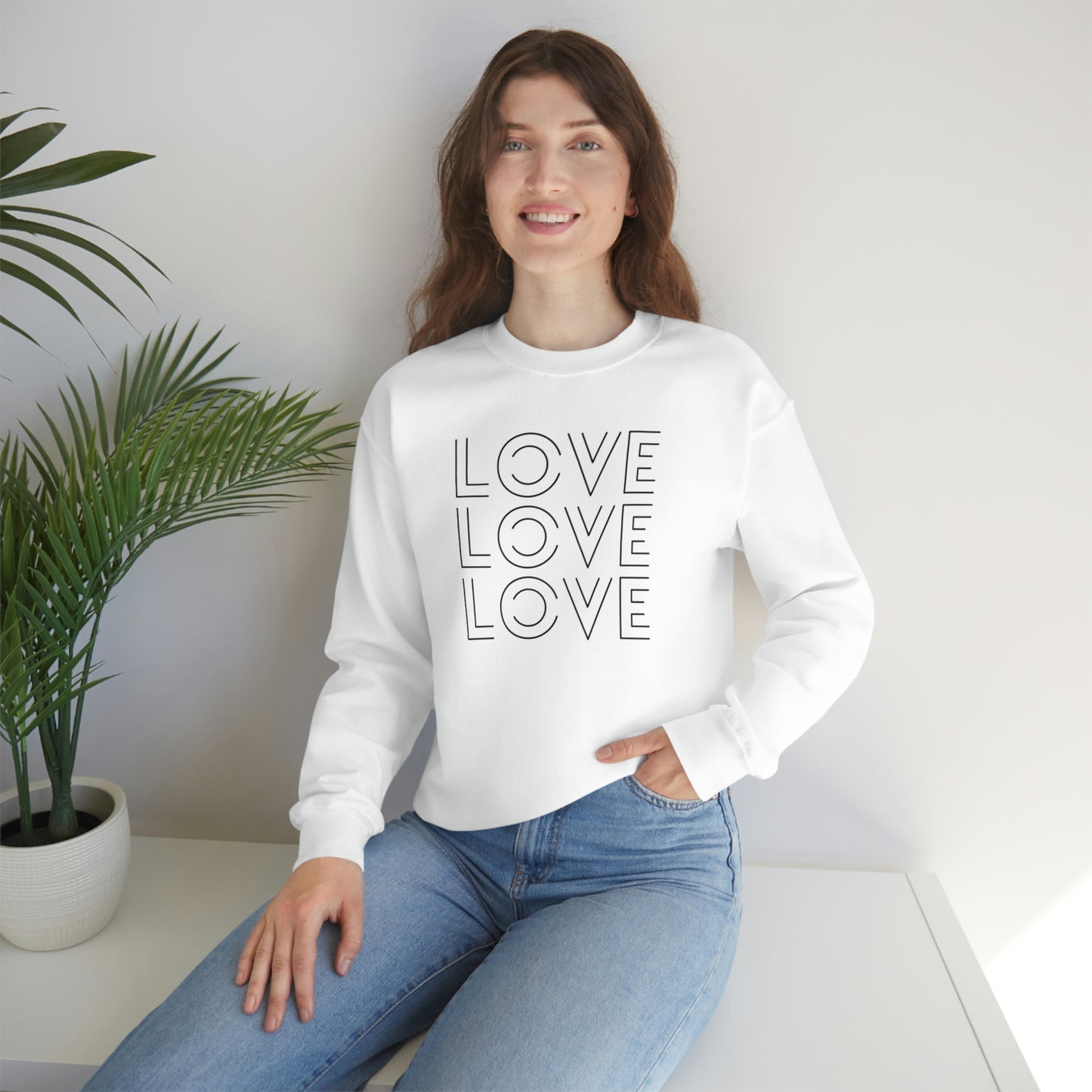 "Love Love Love" Black Print Unisex Heavy Blend™ Crewneck Sweatshirt