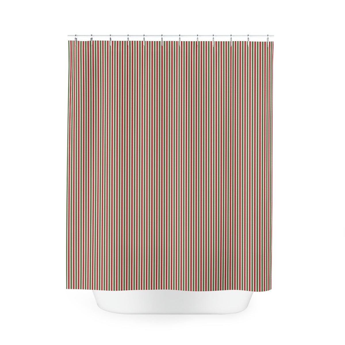 Christmas Striped Pattern Polyester Shower Curtain