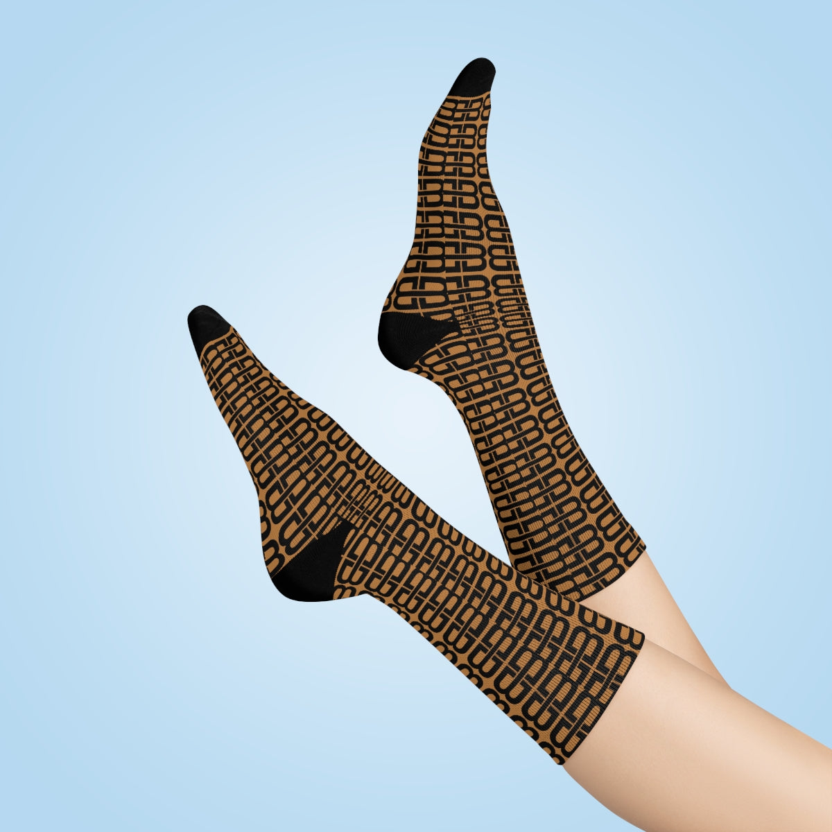 Light Brown Bhava Brand Pattern Crew Socks