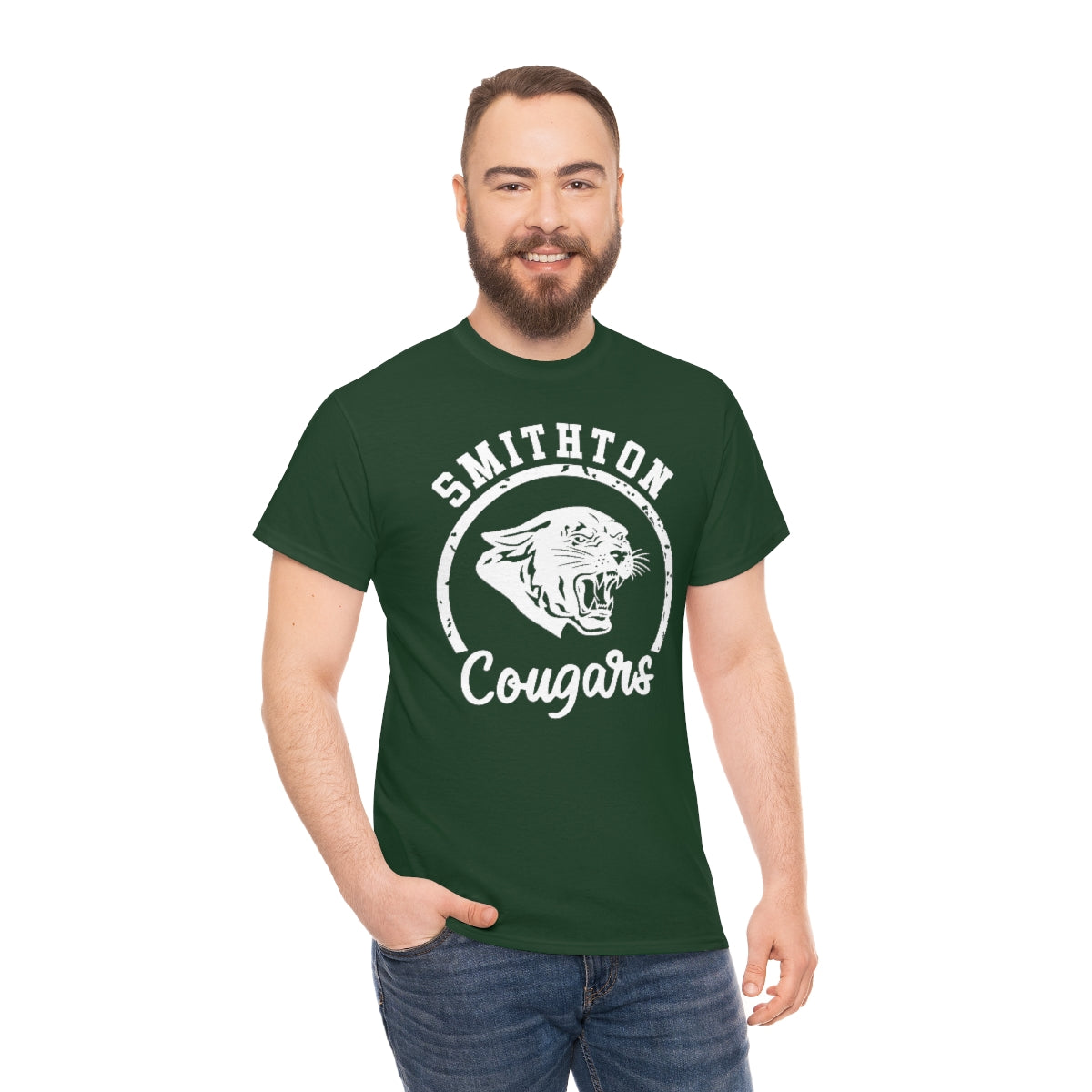 Smithton Cougars - White Imprint Unisex Heavy Cotton Tee