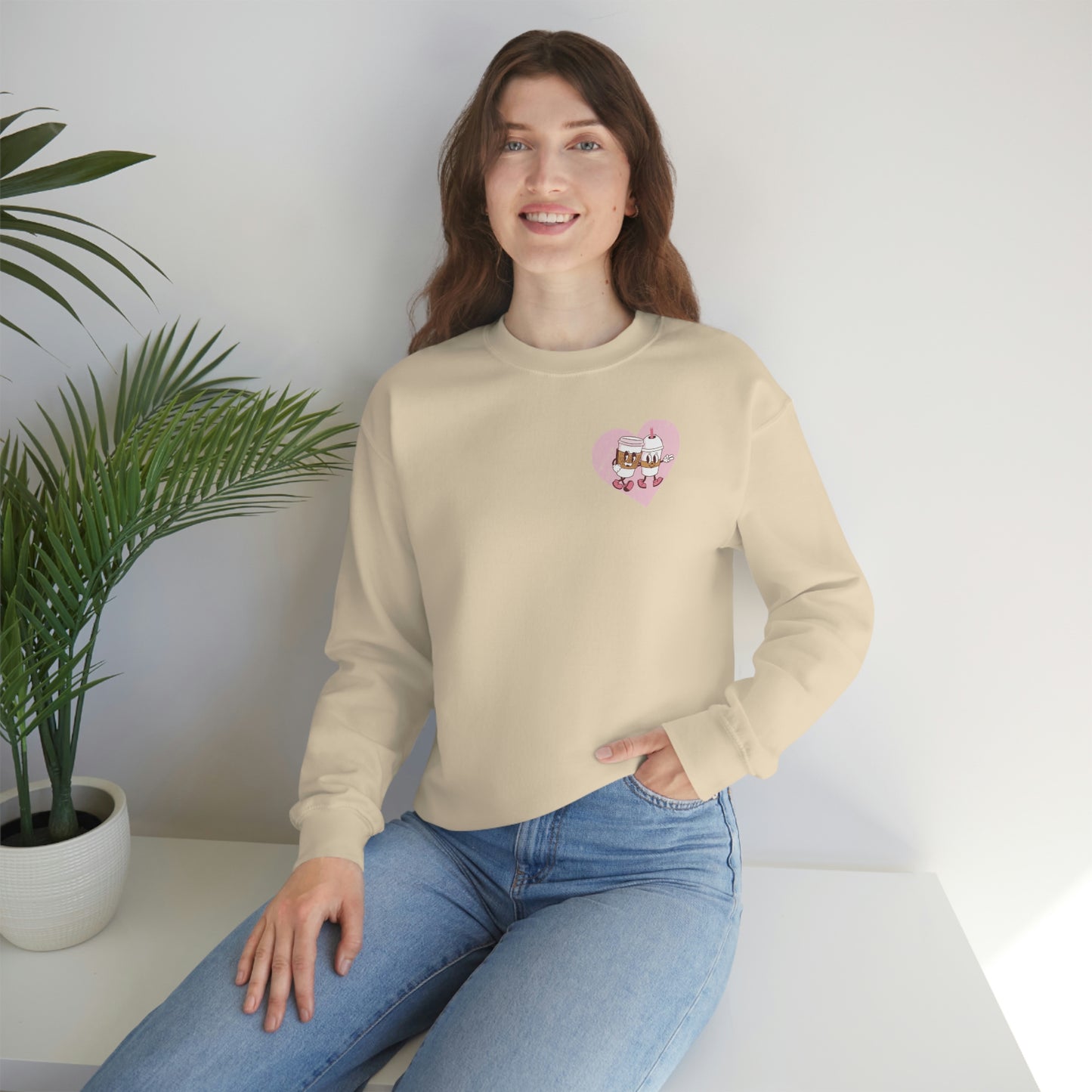 Front and Back Image "I love you a Latte!" Unisex Heavy Blend™ Crewneck Sweatshirt