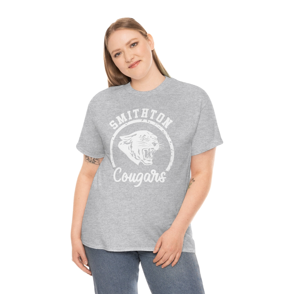 Smithton Cougars - White Imprint Unisex Heavy Cotton Tee