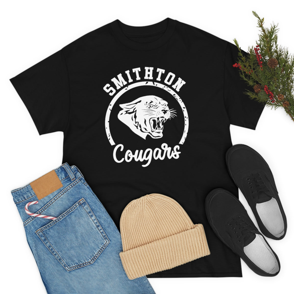 Smithton Cougars - White Imprint Unisex Heavy Cotton Tee