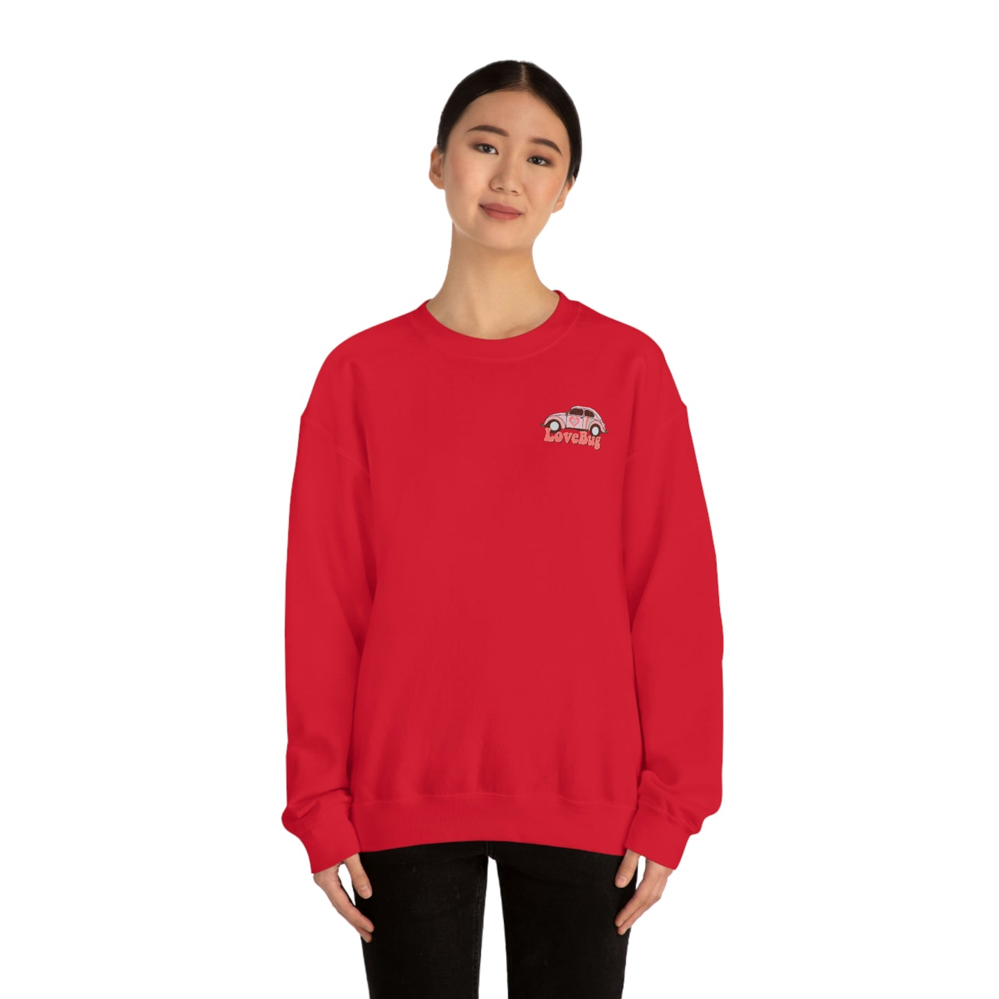 Front and Back Image "Lovebug" Unisex Heavy Blend™ Crewneck Sweatshirt