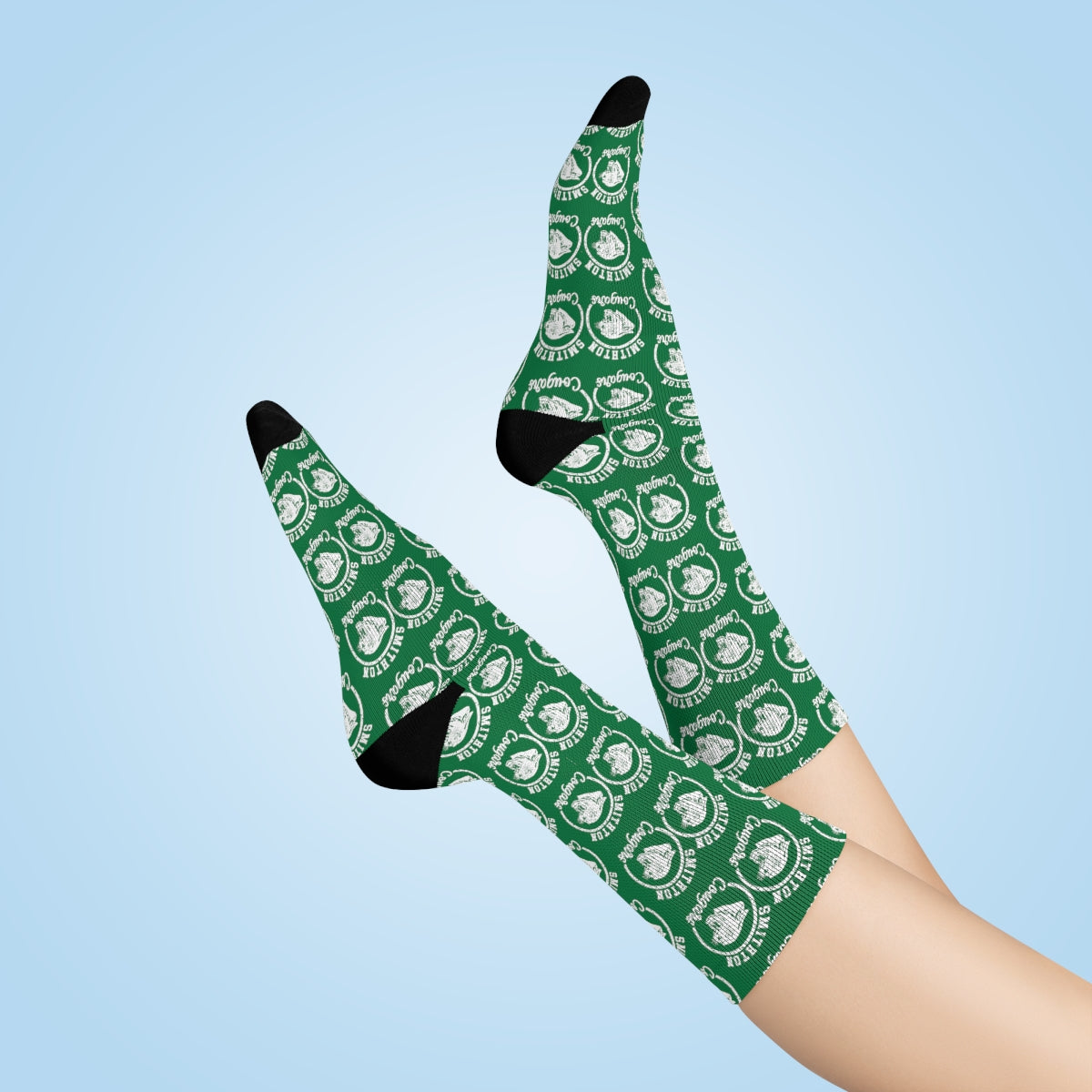 Green Smithton Cougars Pattern Crew Socks