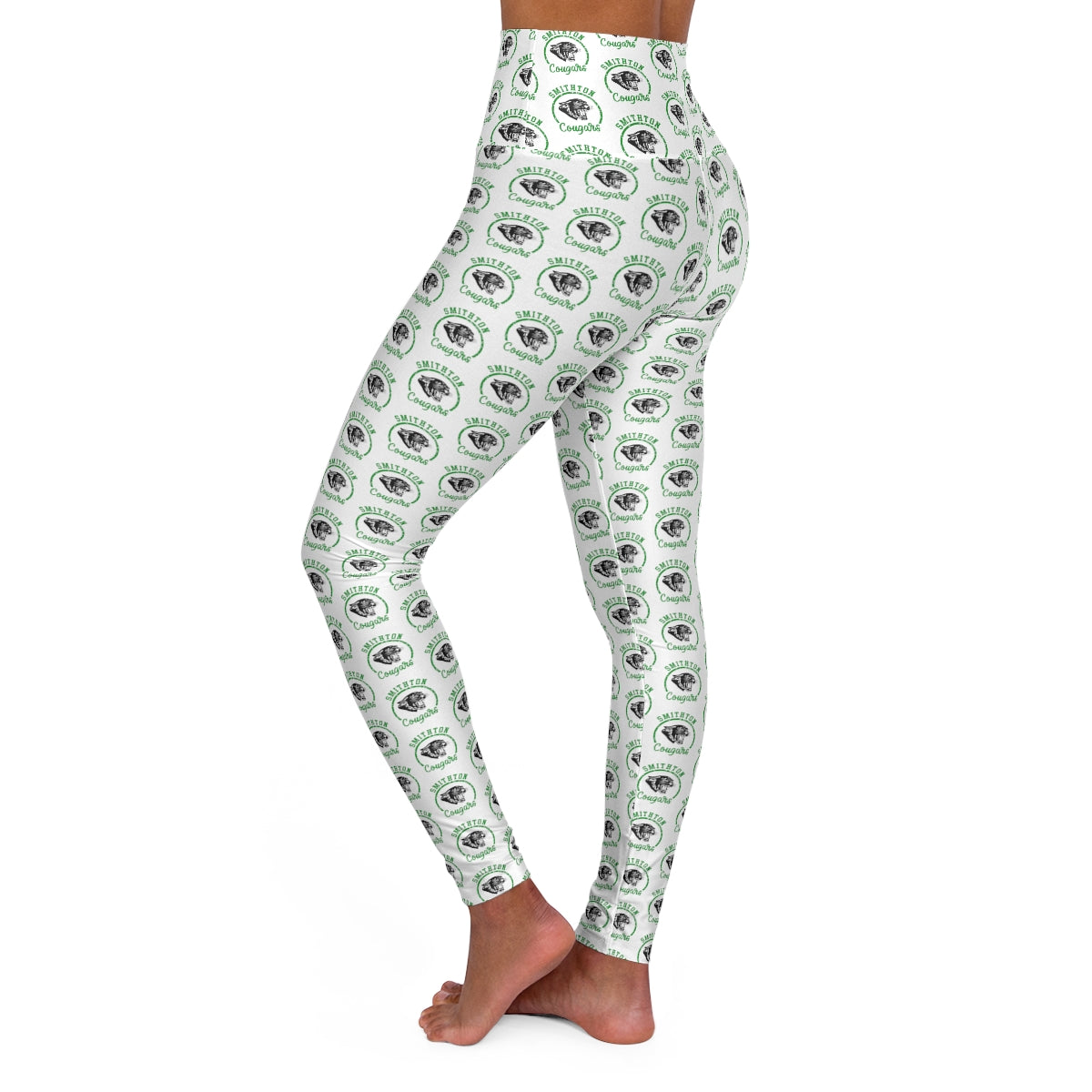 Smithton Cougars High Waisted White Yoga Leggings