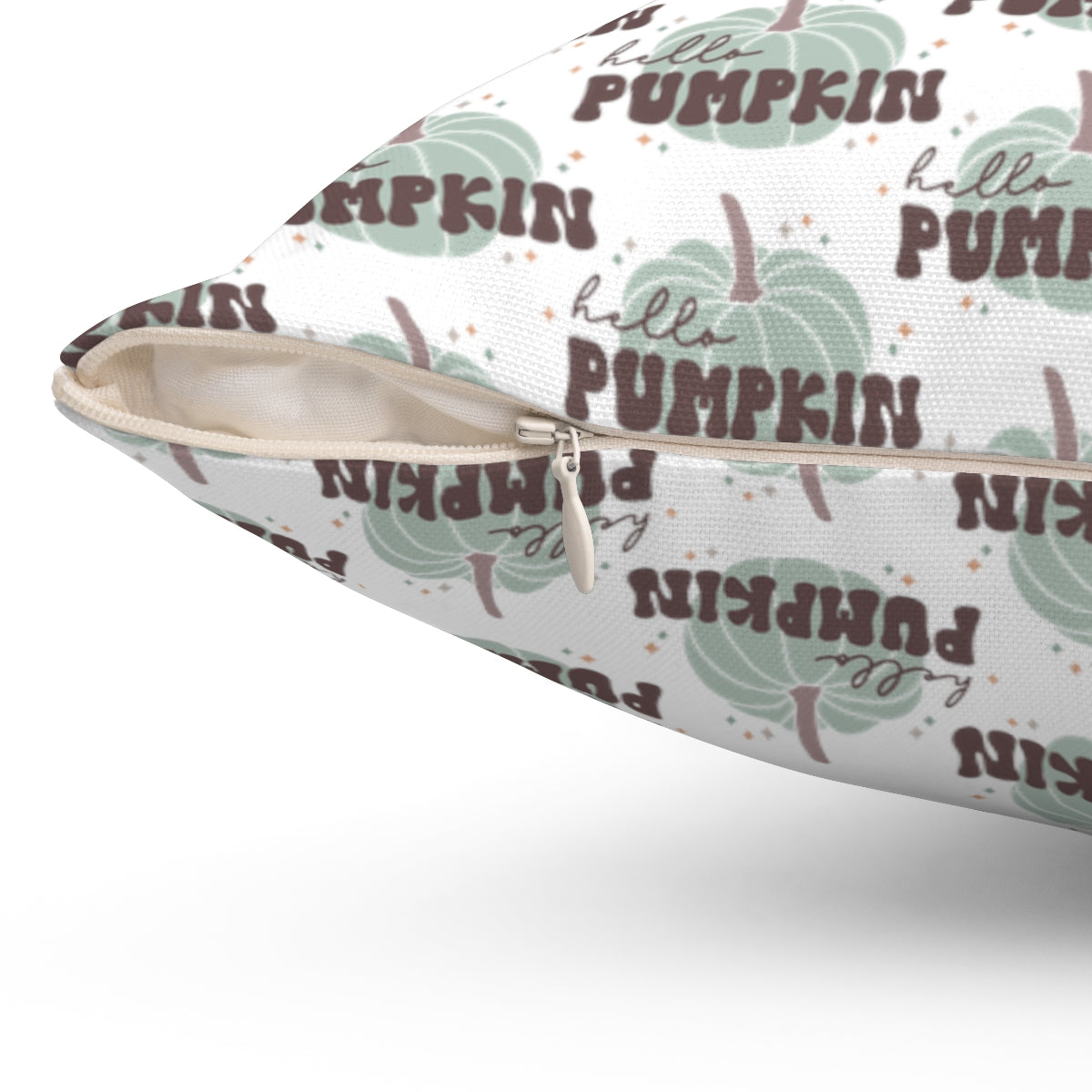 White Hello Pumpkin Spun Polyester Square Pillow