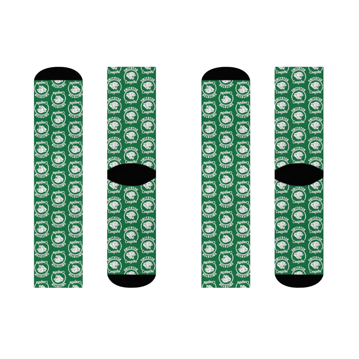 Green Smithton Cougars Pattern Crew Socks
