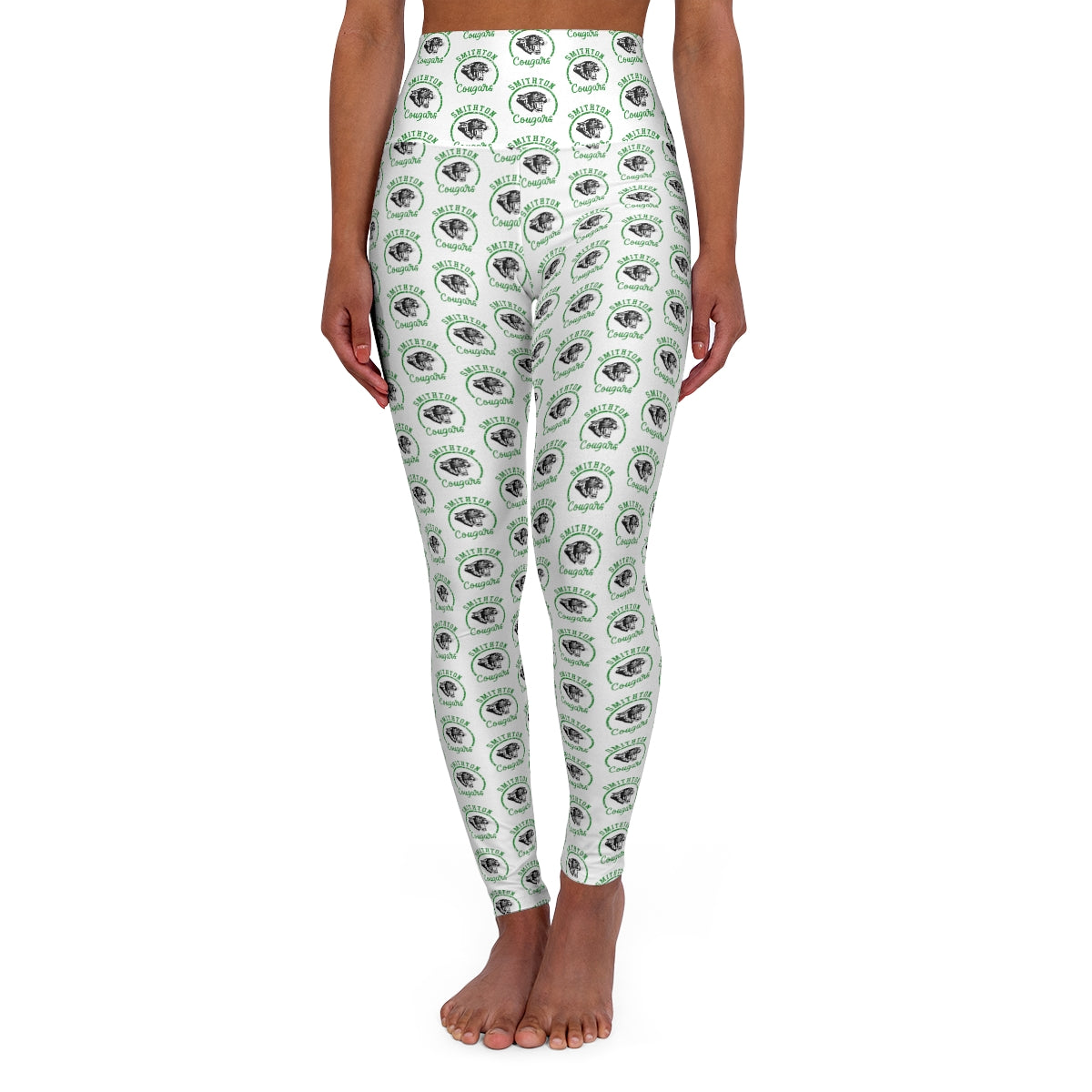 Smithton Cougars High Waisted White Yoga Leggings
