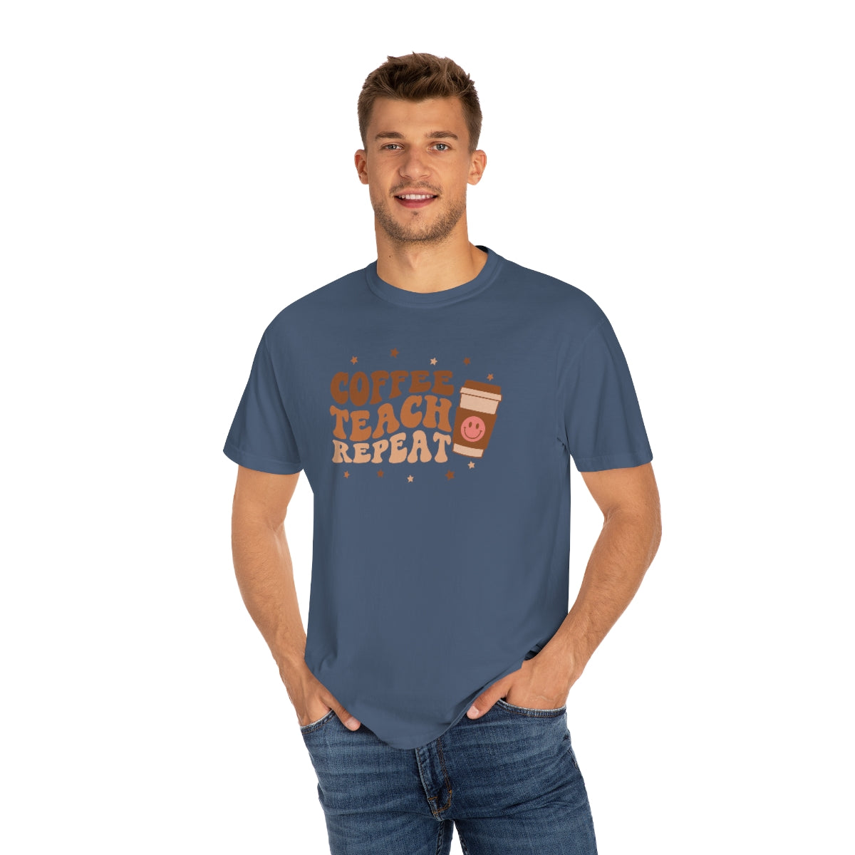 Coffee Teach Repeat Unisex Garment-Dyed Comfort Colors PREMIUM T-shirt