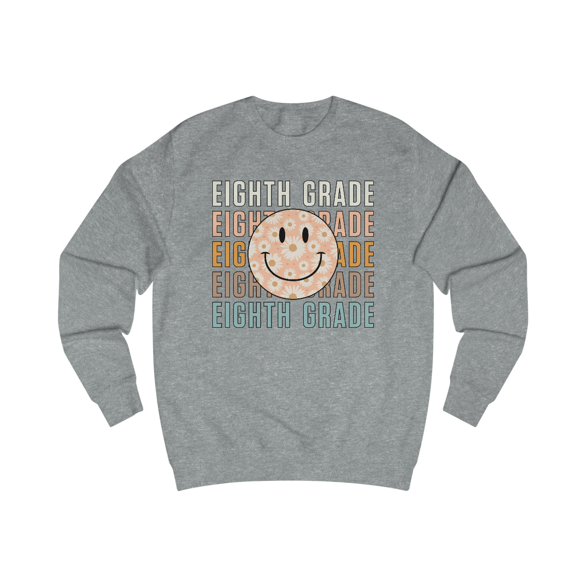 8th Grade Warm Colors Smiley Face Unisex Heavy Blend™ Crewneck Sweatshirt